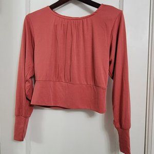 Burnt orange ribbed BB Dakota Steve Madden long sleeve crop top, size L